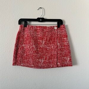 Staud wrap mini skirt. Red and white, never worn size 2